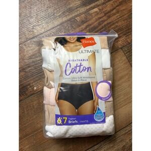 Hanes ~ 7 Pair Womens Brief Underwear Panties Cotton Breathable (C) ~ 2XL/9